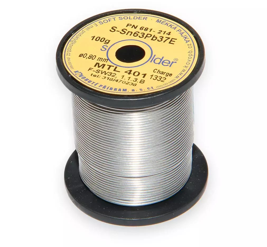 Tube de plomb à souder S-Sn63Pb37E diamètre 0,8 mm