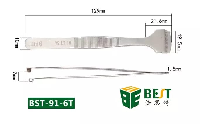Pincette en acier inoxydable avec dents pour plaques BEST BST-91-6T – 2