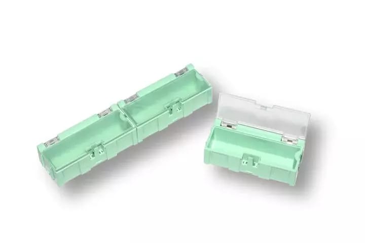 Tiroirs miniatures en plastique pour composants CMS B2 - vert