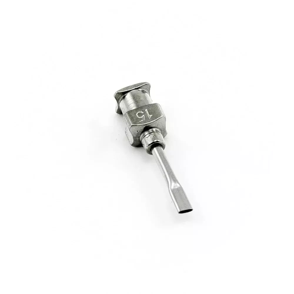 Aiguille de distribution en acier inoxydable, plate 15G 0,5\"