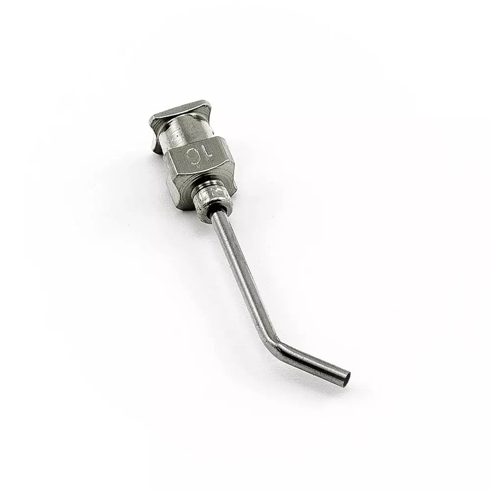Aiguille de distribution en acier inoxydable courbée à 45° 16G 1\"