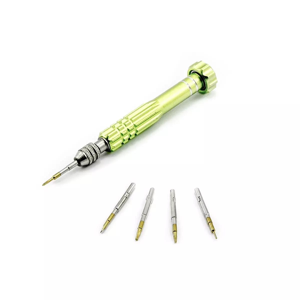 Tournevis avec 5 embouts en titane - torx T5, T6, cinq étoiles 0,8, croisé et plat