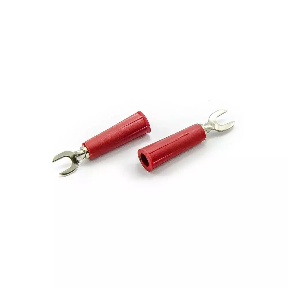 Réducteur banane - fourche de câble rouge 4mm