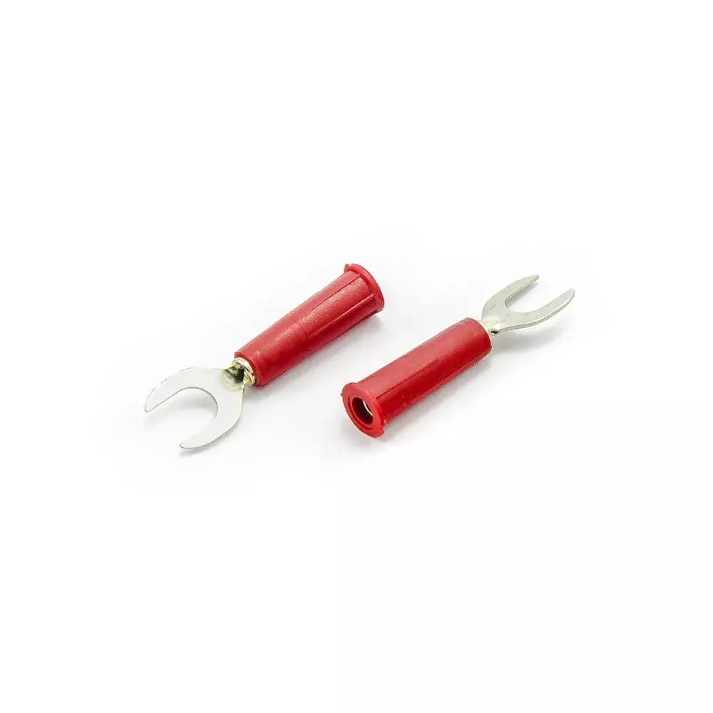 Réducteur banane - fourche de câble rouge 8mm