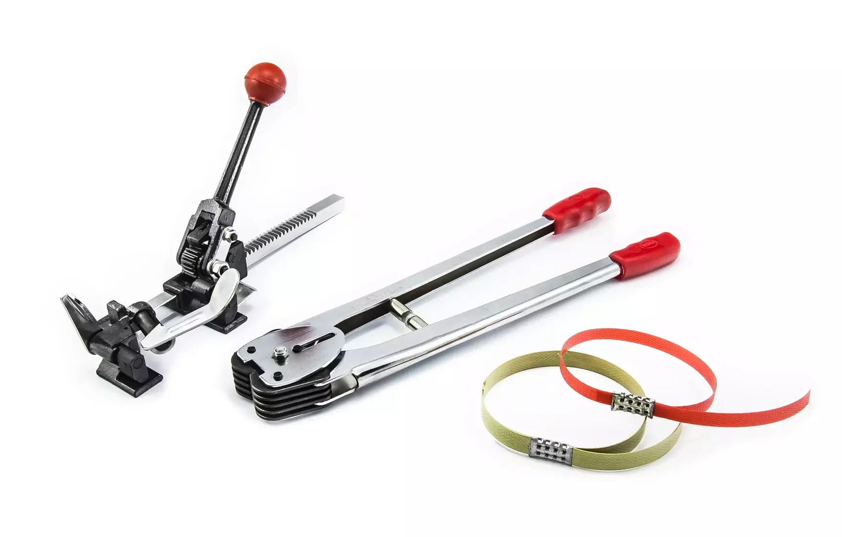 Tendeur à main pour rubans PP, PES, PET 12-16mm et pince à sertir en set