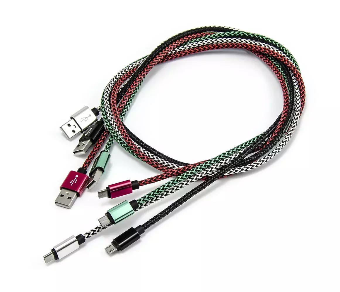 Câble d'alimentation Micro USB, tressé, différentes couleurs, 1m – 2