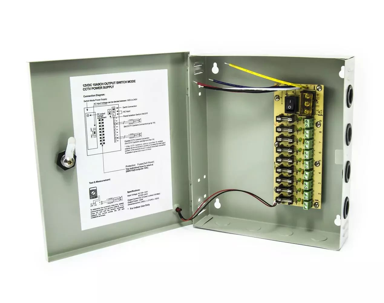 Boîtier de distribution métallique pour alimentation modulaire avec protection 9 sorties – 2