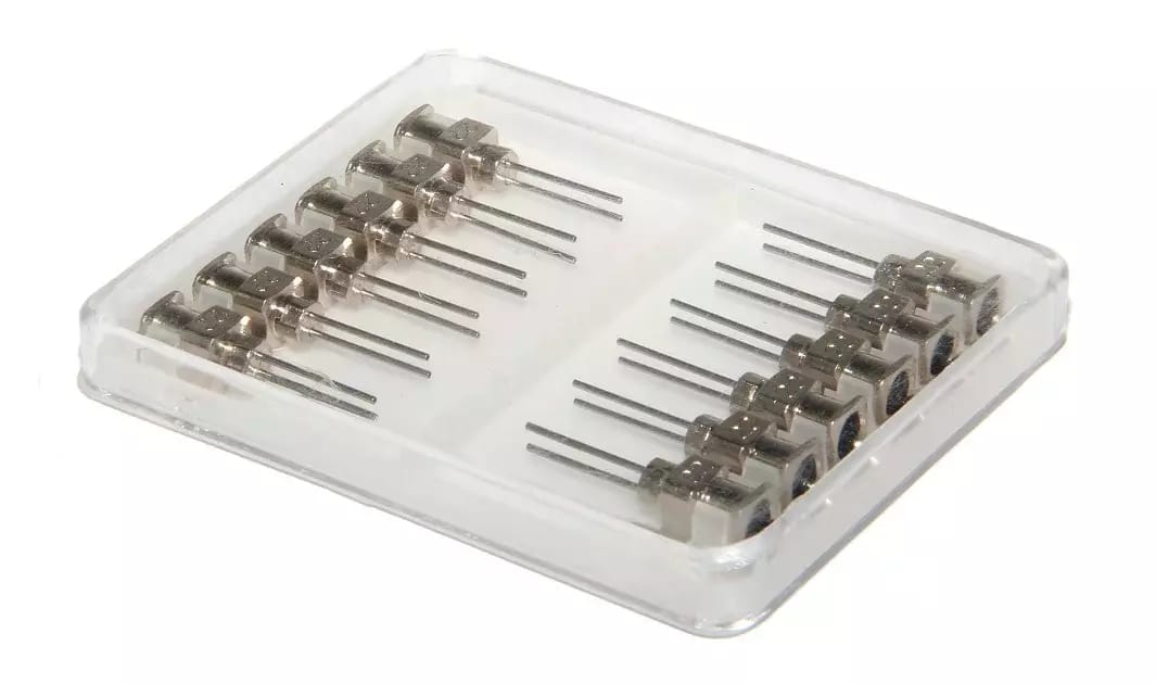 Aiguilles de distribution en acier inoxydable à double extrémité 22G 12pcs