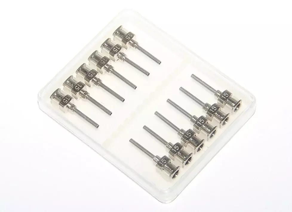 Aiguilles de distribution de précision en acier inoxydable 15G 12pcs