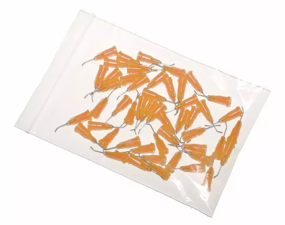 aiguilles de distribution courbées à 45° avec canule en acier inoxydable orange 23G 50pcs