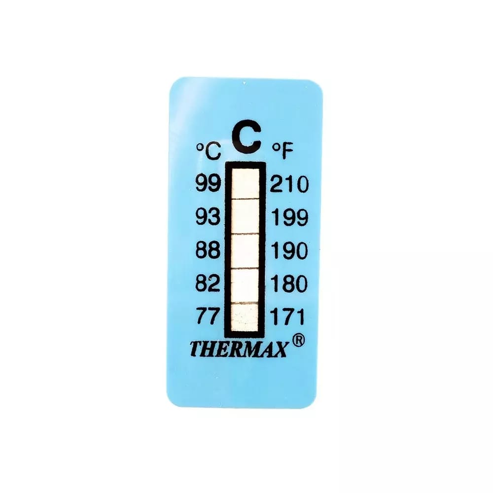 Thermomètre/indicateur autocollant non réversible 77-99°C
