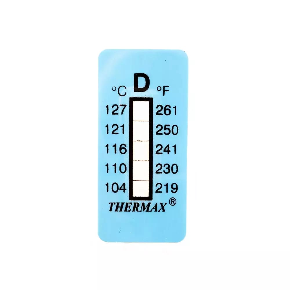 Thermomètre/indicateur autocollant non réversible 104-127°C – 2