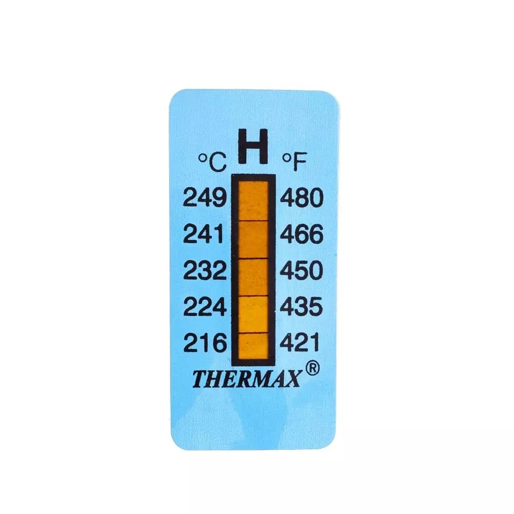 Thermomètre/indicateur autocollant non réversible 216-249°C