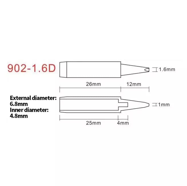 Pointe à souder 1.6D série 902 pour stations YIHUA – 2