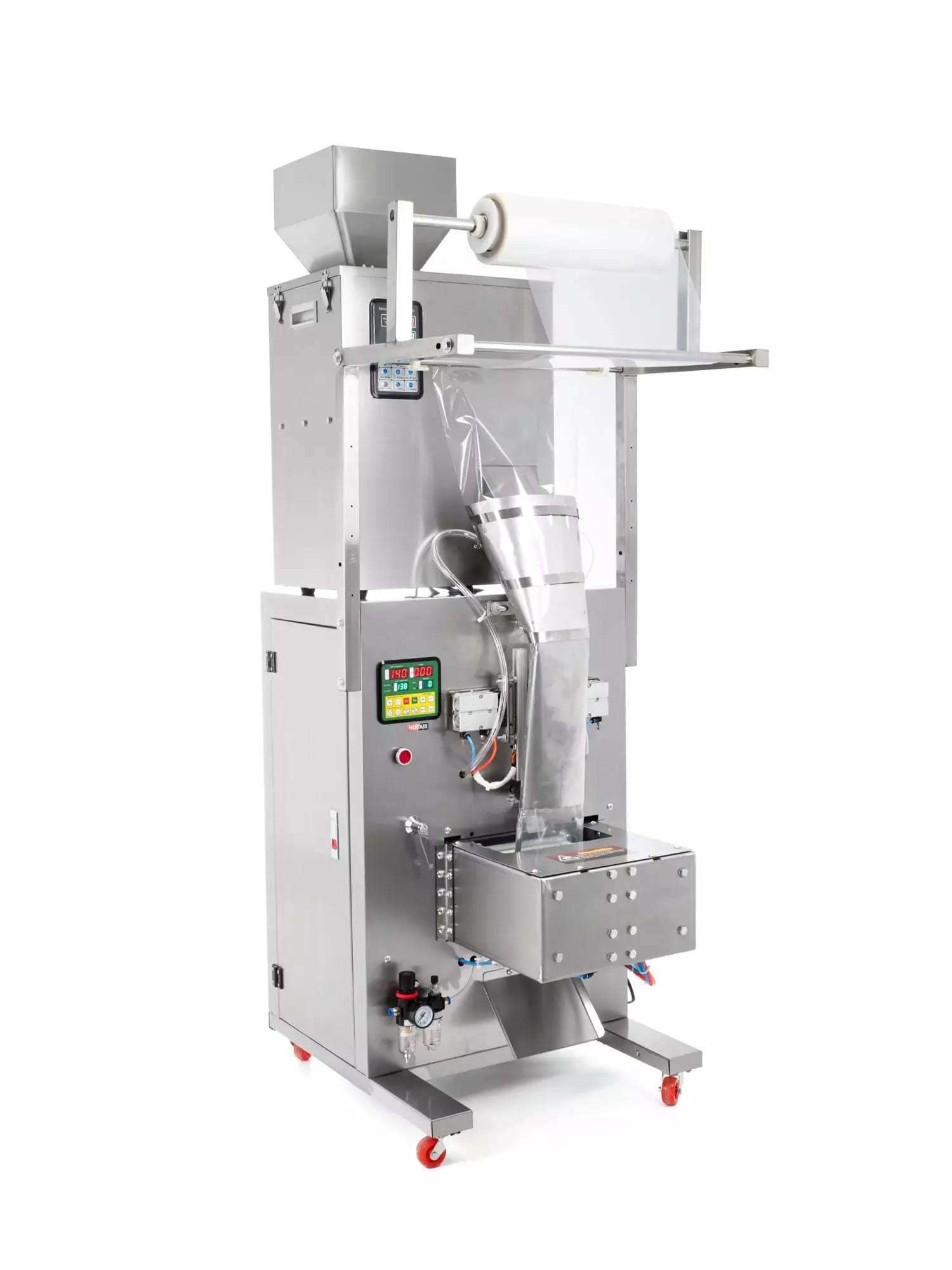 Machine d'emballage verticale pneumatique XT500 avec distributeur de produits en vrac et vide intégré 10-500g